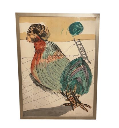 Bruno Cassinari (1912 - 1962) 
Gallo 
litografia 68,5 x 48 cm