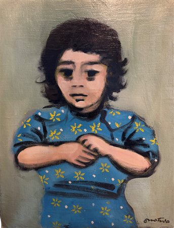 Enotrio Pugliese (1920 - 1989) 
Ritratto di fanciulla 
olio su tela 40 x 30 cm