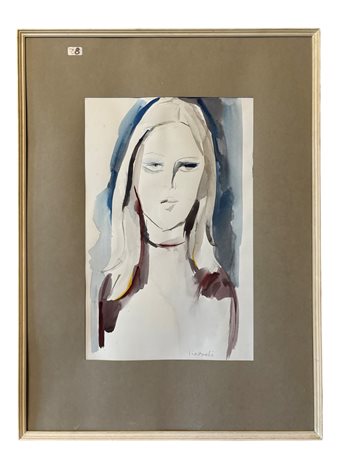 Arnoldo Ciarrocchi (1916 - 2004) 
Ritratto di donna 
acquarello su carta 50 x 32 cm