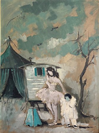 Cesarino Monti (1916 - 1979) 
Circo 1959
olio su tela 80 x 60 cm