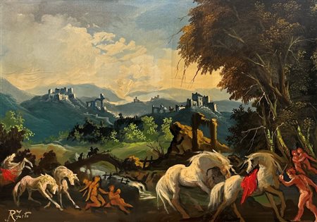 Rodolfo Zito (1924 - 1995) 
Colli romani - Capriccio 1990
olio su tela 70 x 100 cm