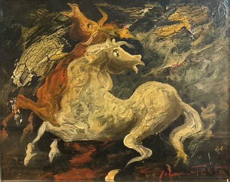 Gianni Testa (1936 - ) 
Cavalli 
olio su tela 24 x 30 cm