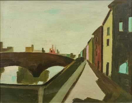  
Viale con case (verso); Paesaggio con abitazioni (recto) Artista del XX secolo
olio su tavola 23 x 16 cm - 42 x 54 cm