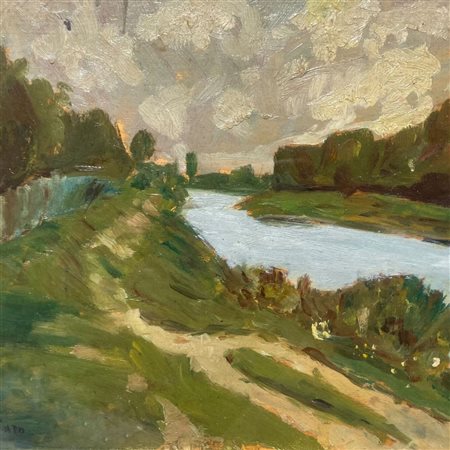 Guido Casciaro (1900 - 1963) 
Il fiume 
olio su tavoletta 18 x 25 cm