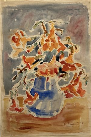 Egidio Bonfante (1922 - 2004) 
Vaso di fiori  1948
acquarello su carta 46,5 x 31,5 cm