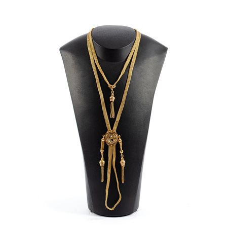 COLLANA saliscendi in oro giallo 12 KT e microperlina