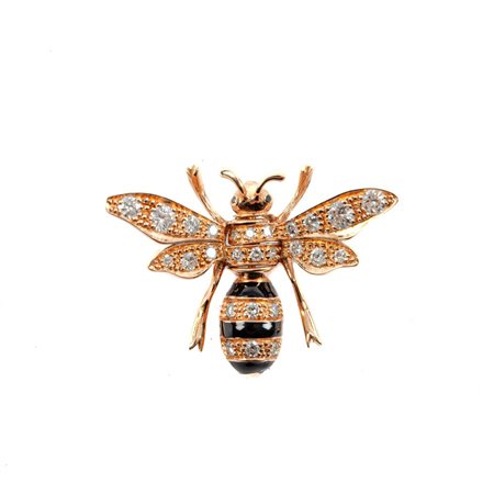 SPILLA a guisa di ape in oro 18 KT con brillanti e smalti