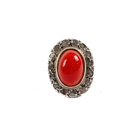 ANELLO in oro giallo 9 KT e argento con diamanti