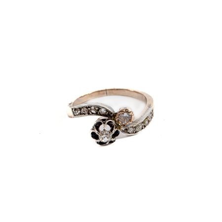 ANELLO in oro giallo 9 KT e argento con diamanti