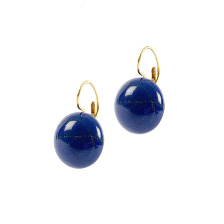 ORECCHINI in oro giallo 18 KT con bottoni in lapis
