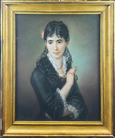 Firma indecifrata, secolo XIX

"Ritratto di dama con collana con miniatura" 
pa