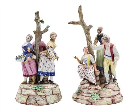 Manifattura di Ginori, Doccia, fine secolo XVIII. Due gruppi in porcellana dipi