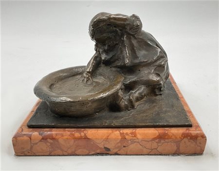 Michele Vedani "Bambino" 
scultura in bronzo (cm 14x9x14) poggiante su base in m