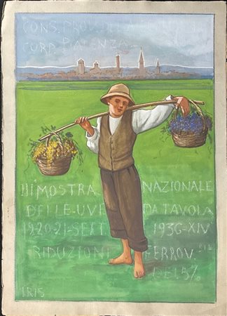 Bozzetto per un poster "III Mostra Nazionale delle uve da tavola", tecnica mist