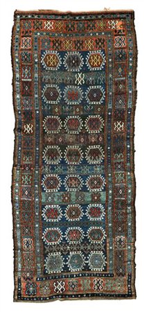 Tappeto anatolico, Turchia, fine secolo XIX. Decoro con file di Memling Gul su