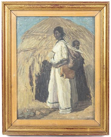 Ignoto del secolo XX

"Contadine africane tra covoni" 
olio su cartoncino (cm 2