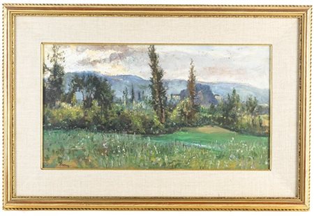 Alfredo Grandi "Paesaggio" 
olio su compensato (cm 26x36)
firmato in basso a sin