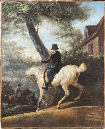 Ignoto del secolo XIX

"Nobiluomo a cavallo" 
olio su tela (cm 40x33) (difetti)