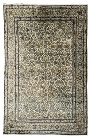 Tappeto Keshan, Persia, prima metà secolo XX. Decoro all over nei toni dell'azz