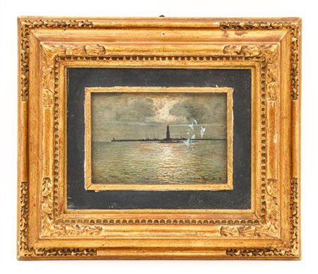 Gino Romiti "Il faro" 1937
olio su compensato (cm 10x14)
Firmato e datato in bas