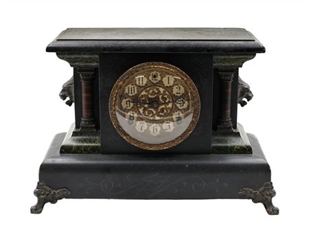 The Sessions Clock Company. 
Orologio da appoggio con cassa in legno marmorizza