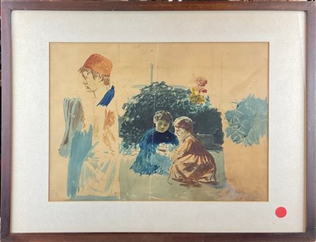 Stefano Ussi "Studio per figure" 
tecnica mista su carta (cm 31,5x43,5)
Firmato