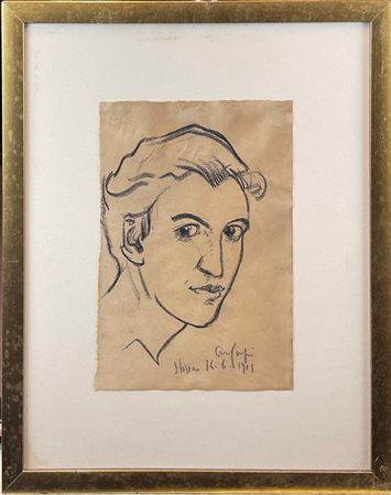 Aldo Carpi "Ritratto di giovane" Milano 14 giugno 1907
carboncino su carta 
firm