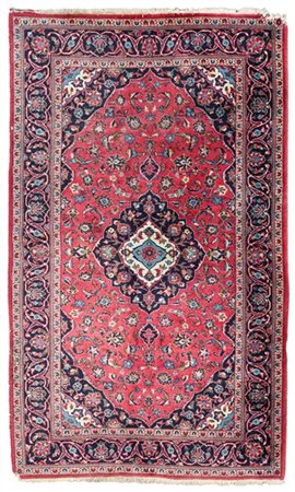 Tappeto Keshan, Persia, secolo XX. Decoro con medaglioni concentrici su fondo r