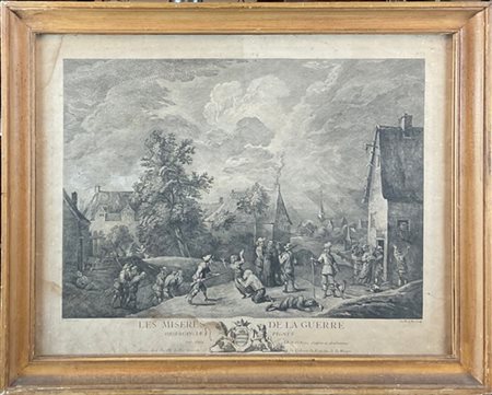 JACQUES-PHILIPPE LE BAS Acquaforte raffigurante "Les miseres de la guerre", da D
