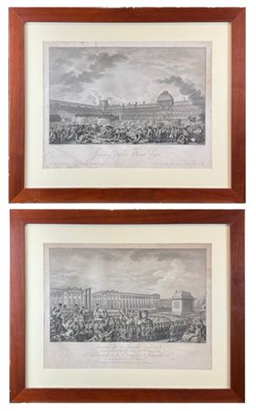 ISIDORE STANISLAS HELMAN Coppia di acqueforti raffiguranti "Episodi della Rivolu