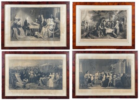 Quattro grandi incisioni francesi dell'inizio del secolo XIX di autori e misure