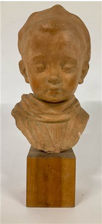 Vittore Callegari Busto in terracotta raffigurante bambino (h. cm 30), firmato a