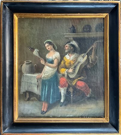 Ignoto del secolo XIX 

"Scena d'inteno" 
olio su tela (cm 48x43)
al retro al t