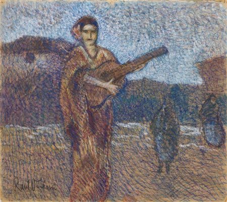 Raul Viviani "La cantante di strada" 
pastelli su cartoncino
cm 70x79
firmato in