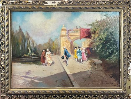 Oscar Ricciardi "Scena galante in costume" Milano, 1931
olio su tela (cm 70x100)