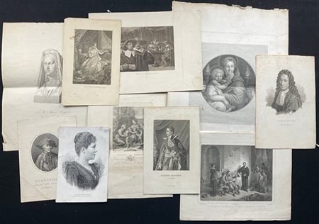 Lotto composto da numerose antiche incisioni di epoche e soggetti diversi (dife