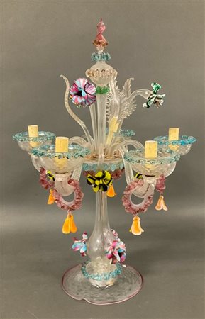 Manifattura di Murano, secolo XX. Girandole in vetro soffiato in parte policrom