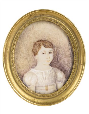 Le Camus, Francia, secolo XVIII-XIX. "Ritratto di fanciulla 1824" miniatura ova