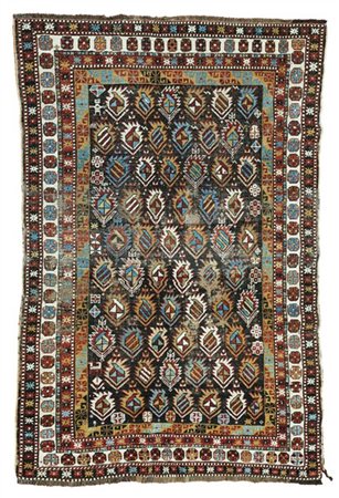 Tappeto Marasali, Caucaso, fine secolo XIX. Decoro con file di Boteh stilizzati