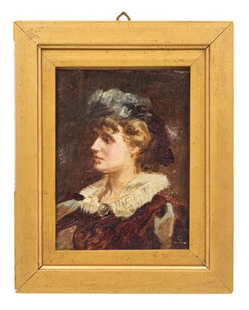 Michele Gordigiani "Ritratto femminile" 
olio su tela applicata a cartone (cm 20