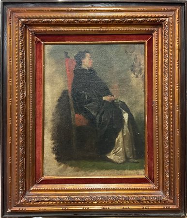 Scuola del XIX Secolo

"L'attesa" 
olio su tela (cm 37x28)
Al retro: cartiglio