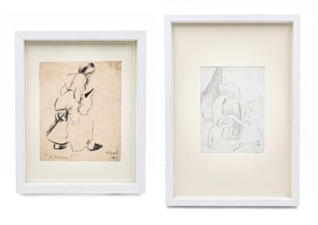 Primo Conti Lotto composto da due disegni a matita su carta di dieversi soggetti