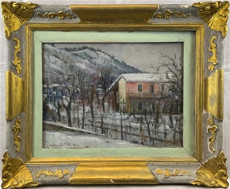 Umberto Montini "Neve a Cernobbio" 1949
olio su compensato (cm 30x40)
firmato in