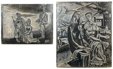 Ugo Lucerni Lotto composto da due matrici xilografiche (cm max 35,5x30) 
monogra
