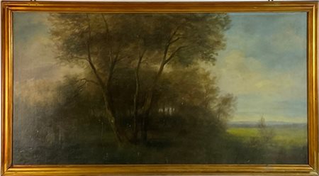 E. Casanova

"Scorcio boschivo" 
olio su tela applicata a masonite (cm 90x180)