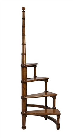 Scaletta da biblioteca a quattro gradini con sostegni torniti (h. cm 116,5) (di