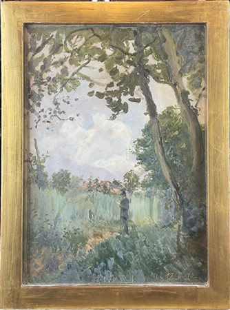Marco Calderini (Attribuito)

"En plein air" 1889
olio su cartoncino (cm 37x26,5