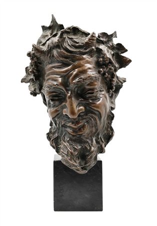 Vincenzo Gemito "Testa di satiro" 
scultura in bronzo (h cm 32) su base in marmo