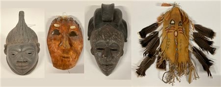 Arte Africana. Lotto composto da quattro maschere (h. max cm 53) (difetti)