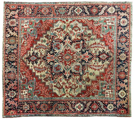 Tappeto Heritz, Persia, fine secolo XIX. Decoro con medaglione polilobato con p